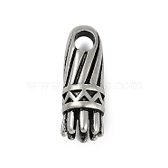 304 Stainless Steel Pendants, Column Charm, Antique Silver, 20.5x7.5mm, Hole: 4x3.5mm(STAS-F310-05AS-01)