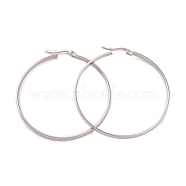 201 Stainless Steel Big Hoop Earrings with 304 Stainless Steel Pins for Women, Stainless Steel Color, 3x50mm(EJEW-E146-07P-A)