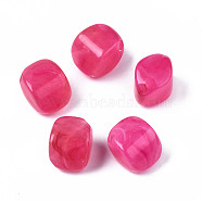 Acrylic Beads, Imitation Gemstone Style, Rhombus, Deep Pink, 12x12x8mm, Hole: 1.8mm, about 830pcs/500g(OACR-N131-004F)