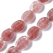 Natural Strawberry Quartz Beads Strands, Twist Oval, 17.5~18.5x12.5~13.5x5.5~6.5mm, Hole: 1mm, about 23pcs/strand, 15.43''~16.22''(39.2~41.2cm)(G-M208-12)