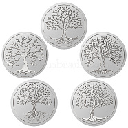 24 Sheets Silver Foil Paper Picture Stickers, Round Dot Decorative Stickers, Tree of Life, 205x210mm, Sticker: 38.1mm, 25pcs/sheet(STIC-WH0031-004)