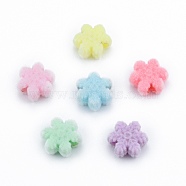 Christmas Opaque Resin Beads, Flocky Snowflake, Mixed Color, 13x15x6mm, Hole: 3.5mm(X-RESI-G047-13)