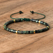 Natural Rhyolite Jasper Beaded Braided Bracelets, Adjustable Women's Bracelets, (QH4784-28)