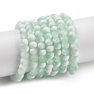 Frosted Crackle Glass Beads Strands, Rondelle, Aquamarine, 4.5x3.5mm, Hole: 0.8mm, about 222pcs/strand, 30.71''~31.10''(78~79cm)(GLAA-U001-4mm-M01)