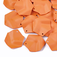 Spray Painted Iron Pendants, Hexagon, Dark Orange, 25x20x3mm, Hole: 1mm(X-IFIN-S704-11B)