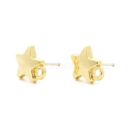Alloy Stud Earrings Findings, with 925 Sterling Silver Pins and Loops, Star, Golden, 11x9mm, Hole: 1.4mm, Pin: 0.7mm(PALLOY-F278-03G)