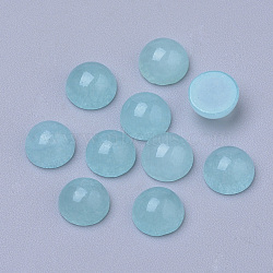 Natural White Jade Cabochons, Dyed, Half Round/Dome, Medium Turquoise, 6x3~4mm(X-G-R416-6mm-07)