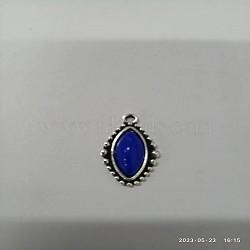 Zinc Alloy Pendants, with Resin, Horse Eye, Midnight Blue, 23.5x14.5x5.5mm, Hole: 1.8mm(FIND-WH0108-40AS-06)