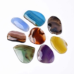 Natural Agate Big Pendants, Nuggets Charms, Dyed & Heated, Mixed Color, 58~69x30~59x5~9mm, Hole: 1.5mm(G-H285-01)