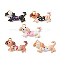 Alloy Enamel Pendants, Dog Charms, Golden, Mixed Color, 15x23.5x4mm, Hole: 1.8mm(ENAM-F163-02G)