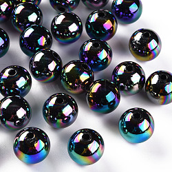 Opaque Acrylic Beads, AB Color Plated, Round, Black, 16x15mm, Hole: 2.8mm, about 220pcs/500g(MACR-S370-D16mm-S002)