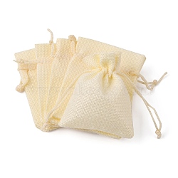 Burlap Packing Pouches Drawstring Bags, Lemon Chiffon, 9x7cm(ABAG-Q050-7x9-13)