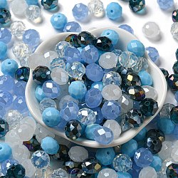 Glass Beads, Faceted, Rondelle, Light Sky Blue, 10x8mm, Hole: 1mm, about 67pcs/60g(EGLA-A034-SM10mm-12)