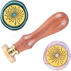 Wax Seal Stamp Set, Sealing Wax Stamp Solid Brass Head,  Wood Handle Retro Brass Stamp Kit Removable, for Envelopes Invitations, Gift Card, Dandelion Pattern, 83x22mm, Head: 7.5mm, Stamps: 25x14.5mm(AJEW-WH0131-378)