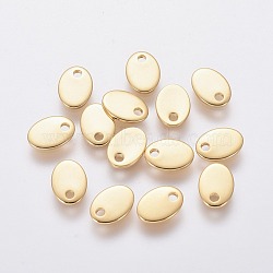 304 Stainless Steel Charms, Stamping Blank Tag, Oval, Real 18K Gold Plated, 7x5x0.9mm, Hole: 1mm(STAS-L234-065B-G)