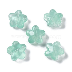 Baking Paint Glass Beads, Star, Medium Turquoise, 11.5x12x6.5mm, Hole: 1.2mm(GLAA-S202-10D)