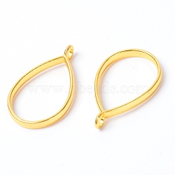 Alloy Open Back Bezel Pendants, for DIY UV Resin, Epoxy Resin, Pressed Flower Jewelry, Teardrop, Golden, 34x20.5x3mm, Hole: 2.5mm, Inner Diameter: 26X17mm(PALLOY-WH0082-36A)