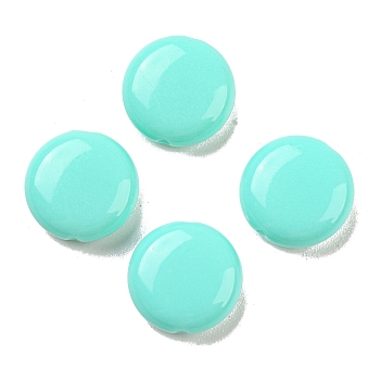 Opaque Acrylic Beads, Flat Round, Turquoise, 12x4.5mm, Hole: 1.2mm, about 1100pcs/500g