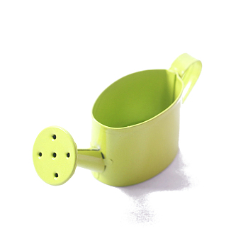 Miniature Spray Painted Alloy Watering Pot, for Dollhouse Accessories Pretending Prop Decorations, Green Yellow, 80x45mm