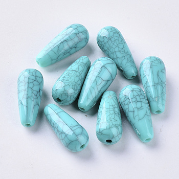 Acrylic Beads, Imitation Turquoise Style, Teardrop, Dark Turquoise, 19x8mm, Hole: 1.5mm, about 700pcs/500g