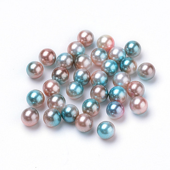 Rainbow Acrylic Imitation Pearl Beads, Gradient Mermaid Pearl Beads, No Hole, Round, Camel, 6mm, about 5000pcs/500g