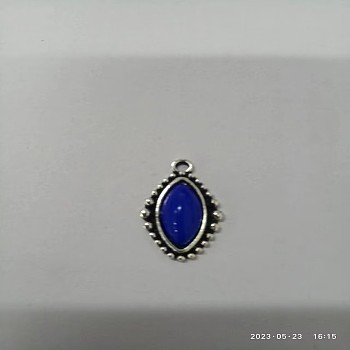 Zinc Alloy Pendants, with Resin, Horse Eye, Midnight Blue, 23.5x14.5x5.5mm, Hole: 1.8mm