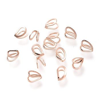 304 Stainless Steel Pendant Bails, Teardrop, Rose Gold, 5.5x4x3mm, Hole: 2.5x3mm