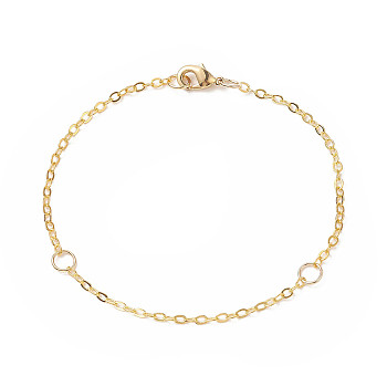 Brass Curb Chain Bracelet for Men Women, Golden, 7 inch(17.7cm)