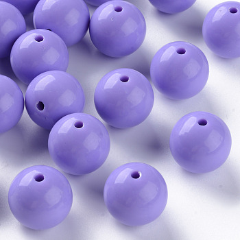 Opaque Acrylic Beads, Round, Medium Purple, 20x19mm, Hole: 3mm, about 111pcs/500g