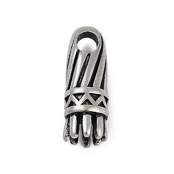 304 Stainless Steel Pendants, Column Charm, Antique Silver, 20.5x7.5mm, Hole: 4x3.5mm