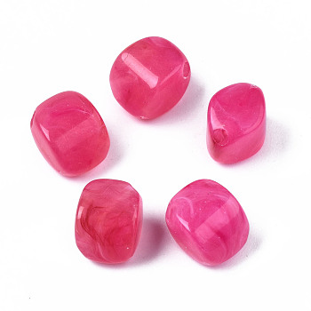 Acrylic Beads, Imitation Gemstone Style, Rhombus, Deep Pink, 12x12x8mm, Hole: 1.8mm, about 830pcs/500g