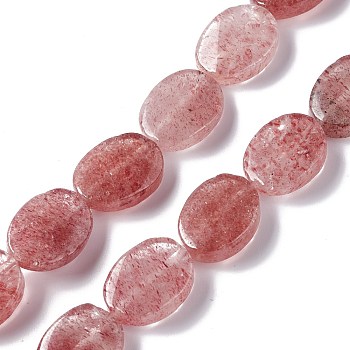 Natural Strawberry Quartz Beads Strands, Twist Oval, 17.5~18.5x12.5~13.5x5.5~6.5mm, Hole: 1mm, about 23pcs/strand, 15.43''~16.22''(39.2~41.2cm)