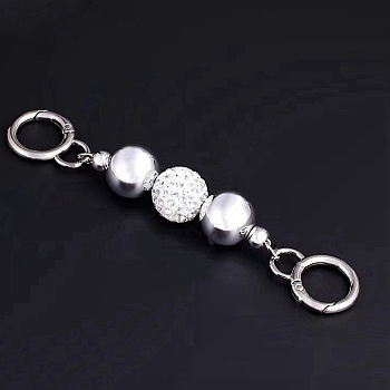 Alloy Bag Extender Chain, with Resin & Polymer Clay Rhinestone Beads & Spring Gate Ring Clasp, Bag Strap Extender Replacement, Silver, 14.5cm