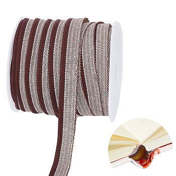 Elite 25 Yards Polyester Book Headbands, for Book Binding Decoration, with 1Pc Plastic Empty Spools, Coconut Brown, 1/2 inch(14mm)