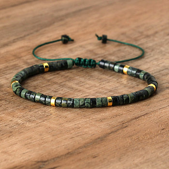 Natural Rhyolite Jasper Beaded Braided Bracelets, Adjustable Women's Bracelets, 