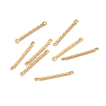 Ion Plating(IP) 304 Stainless Steel Connector Charms, Twisted Bar, Real 18K Gold Plated, 20x2x1.2mm, Hole: 1mm