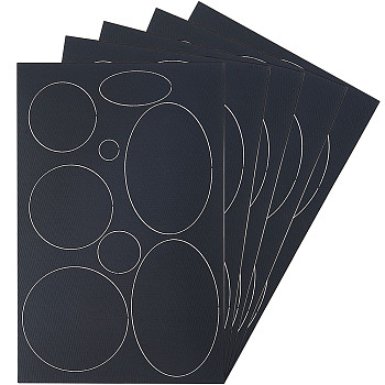 Rectangle with Round & Oval Pattern Self-adhesive Nylon Applique, Repair Patch, Sewing Craft Accessories, Black, 15.1x10.8x0.03cm
