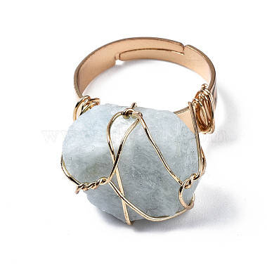 Adjustable Natural Aquamarine Finger Rings(RJEW-T019-02E-KC)-2