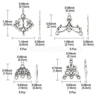 20Pcs 4 Style Tibetan Style Alloy Chandelier Component Links(TIBE-YW0001-40)-3