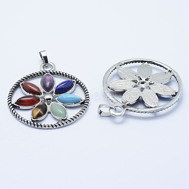 Vintage Chakra Jewelry Alloy Bezel Gemstone Pendants(G-M039-03)-3
