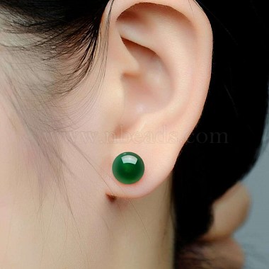 Round Imitation Jade Beads Stud Earrirngs for Girl Women(EJEW-BB46205-A)-4