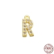 Real 18K Gold Plated 925 Sterling Silver Micro Pave Clear Cubic Zirconia Charms(STER-P054-10G-R)-1