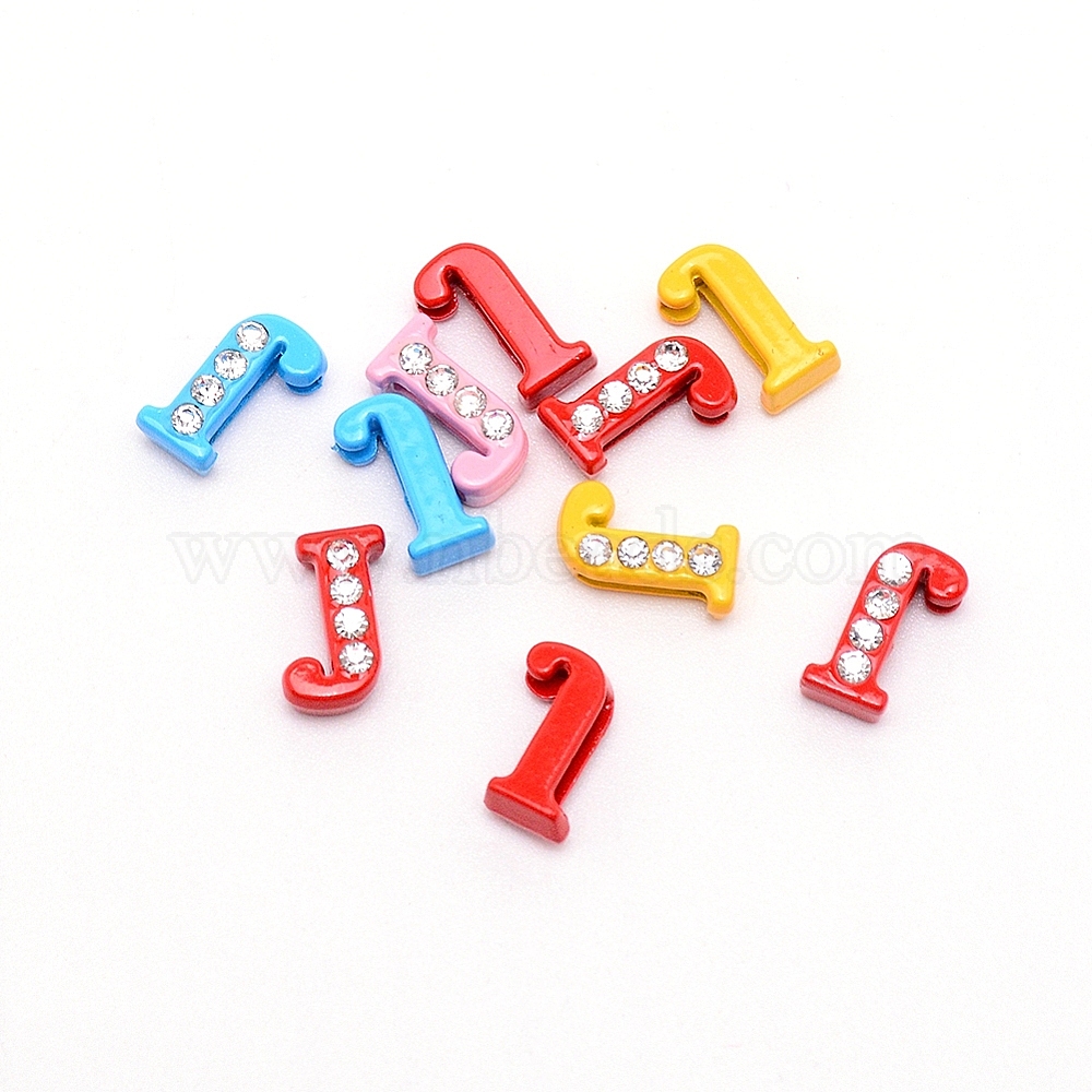 Rhinestone Slide Letter Charms, Alloy Intial Letter Beads, Spray