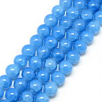 Baking Paint Crackle Glass Beads Strands, Round, Dodger Blue, 8mm, Hole: 1.3~1.6mm, about 100pcs/strand, 31.4 inch(X-DGLA-Q023-8mm-YS13)