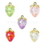 20Pcs 5 Colors Transparent Acrylic Pendants, with ABS Plastic Loops, Strawberry, Mixed Color, 27x18mm, Hole: 2.5mm, 4pcs/color(TACR-CJ0001-74)
