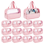 15Pcs PU Leather Cosmetic Zipper Storage Wristlets Bags, Rectangle, Pink, 150x250x70mm(ABAG-WA0001-29B-01)