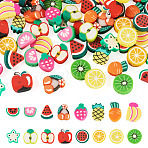 64Pcs 16 Styles Fruit & Vegetable Theme Handmade Polymer Clay Beads, for DIY Jewelry Crafts Supplies, Mixed Shapes, 10~17.5x4.5~15x4.5~5.5mm, Hole: 1.6~2mm, 4pcs/style(CLAY-TADJ0001-11)