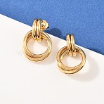 304 Stainless Steel Twist Ring Stud Earrings, Manual Polishing, Ion Plating(IP), Real 18K Gold Plated, 22.5x15mm(EJEW-P324-05G)