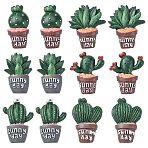 30Pcs 6 Styles Opaque Resin Plants Cabochons, Cactus, Succulents Potted Plant, Green, 33~39x18~31x6~9mm, 5pcs/style(CRES-CJ0001-55)