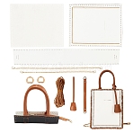 DIY Rectangle PU Leather Knitting Crochet Bags, with PU Leather Bag Bottom & Cover, Chain Shoulder Strap and Wax Cords, White, 54x8.2x0.2cm, Hole: 3mm(DIY-WH0196-48B)